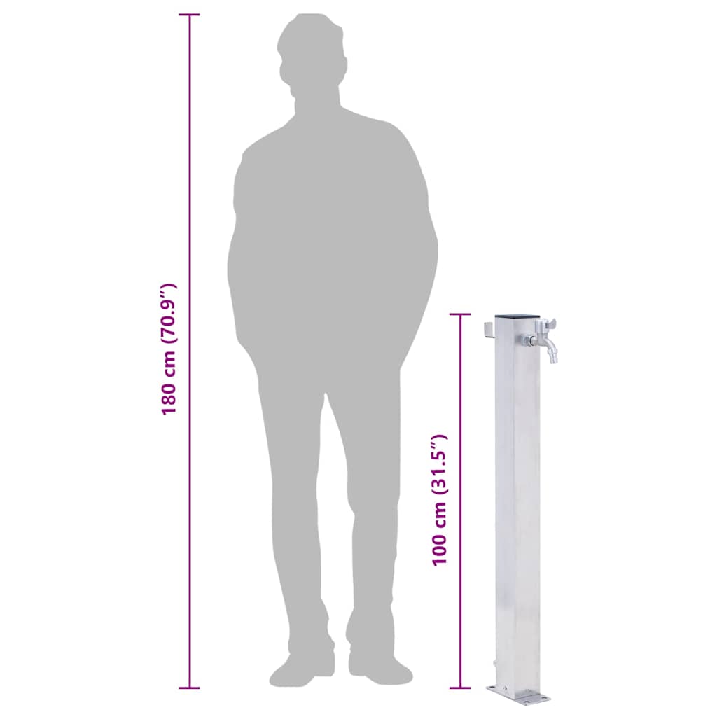 Colonna d'Acqua da Giardino 100 cm Acciaio Inox Quadrato - homemem39