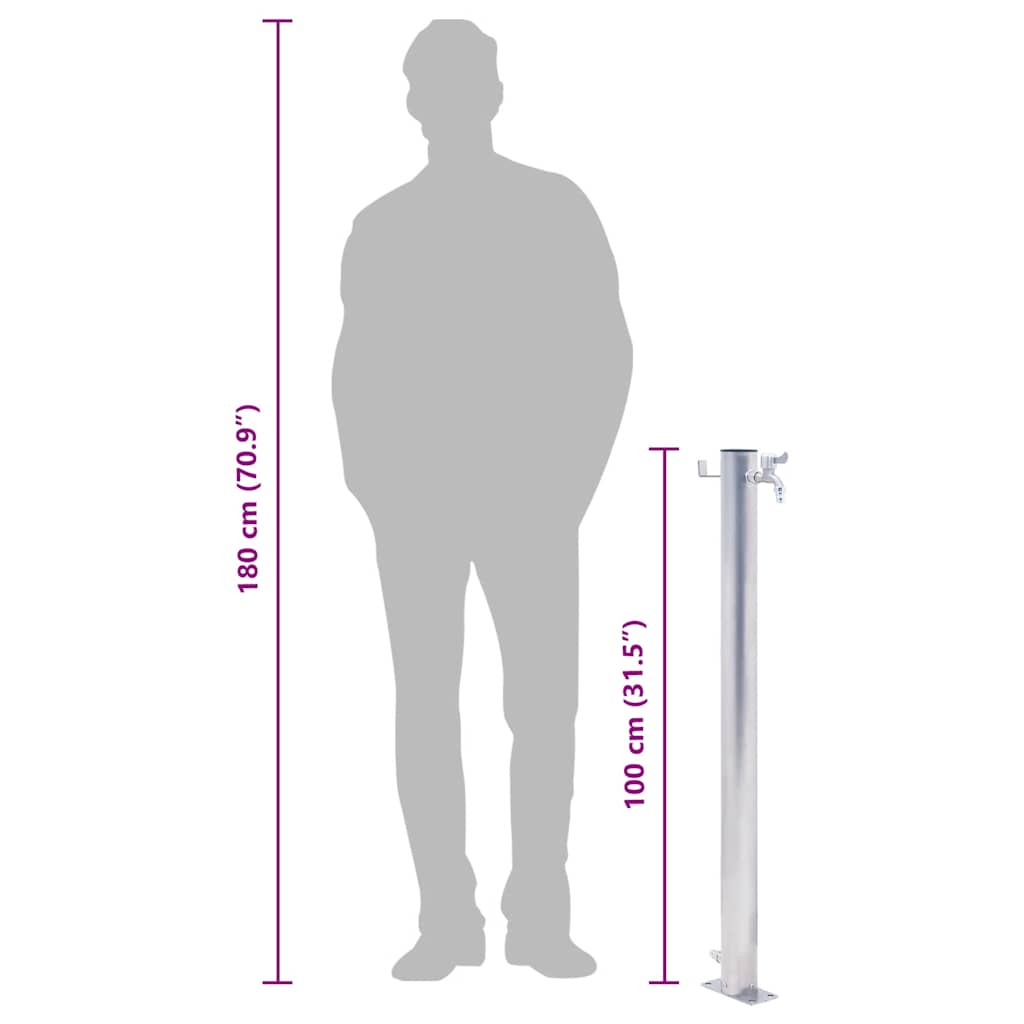 Colonna d'Acqua da Giardino 100 cm Acciaio Inox Rotonda | homemem39