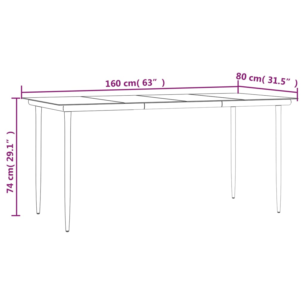 Set da Pranzo da Giardino 7 pz in Polyrattan e Acciaio | homemem39
