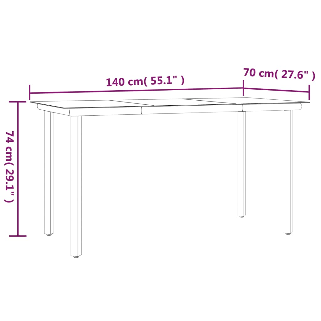 Set da Pranzo da Giardino 7 pz in Polyrattan e Acciaio | homemem39
