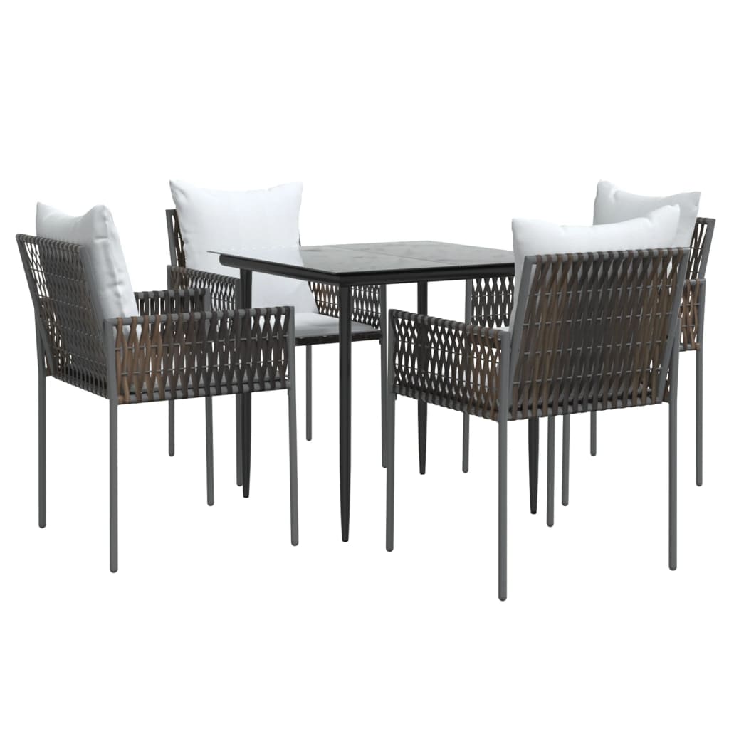 Set Pranzo da Giardino 5pz con Cuscini in Polyrattan e Acciaio | homemem39