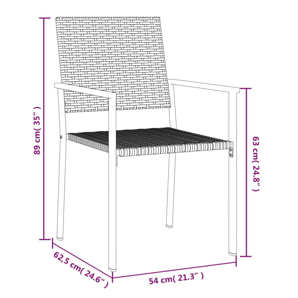Sedie da Giardino 4 pz Nere 54x62,5x89 cm in Polyrattan | homemem39