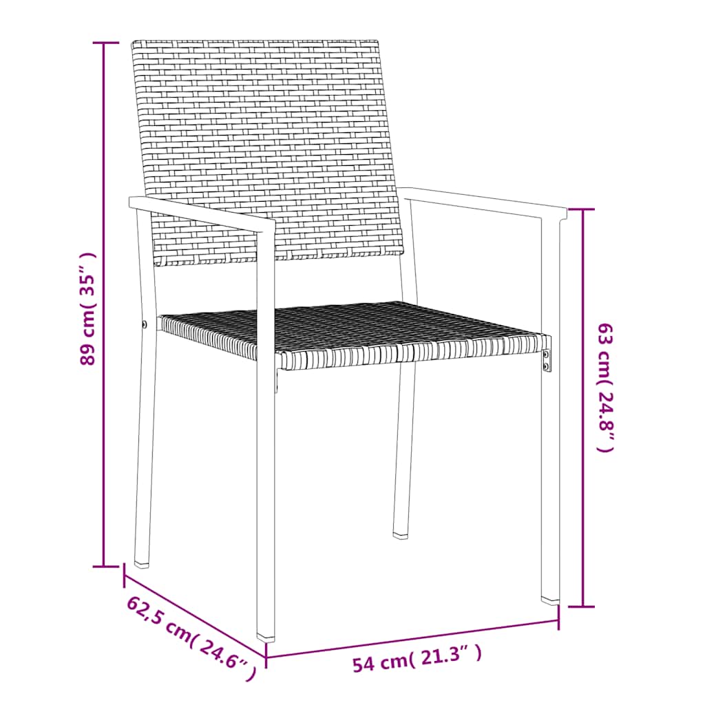 Sedie da Giardino 6 pz Nere 54x62,5x89 cm in Polyrattan | homemem39