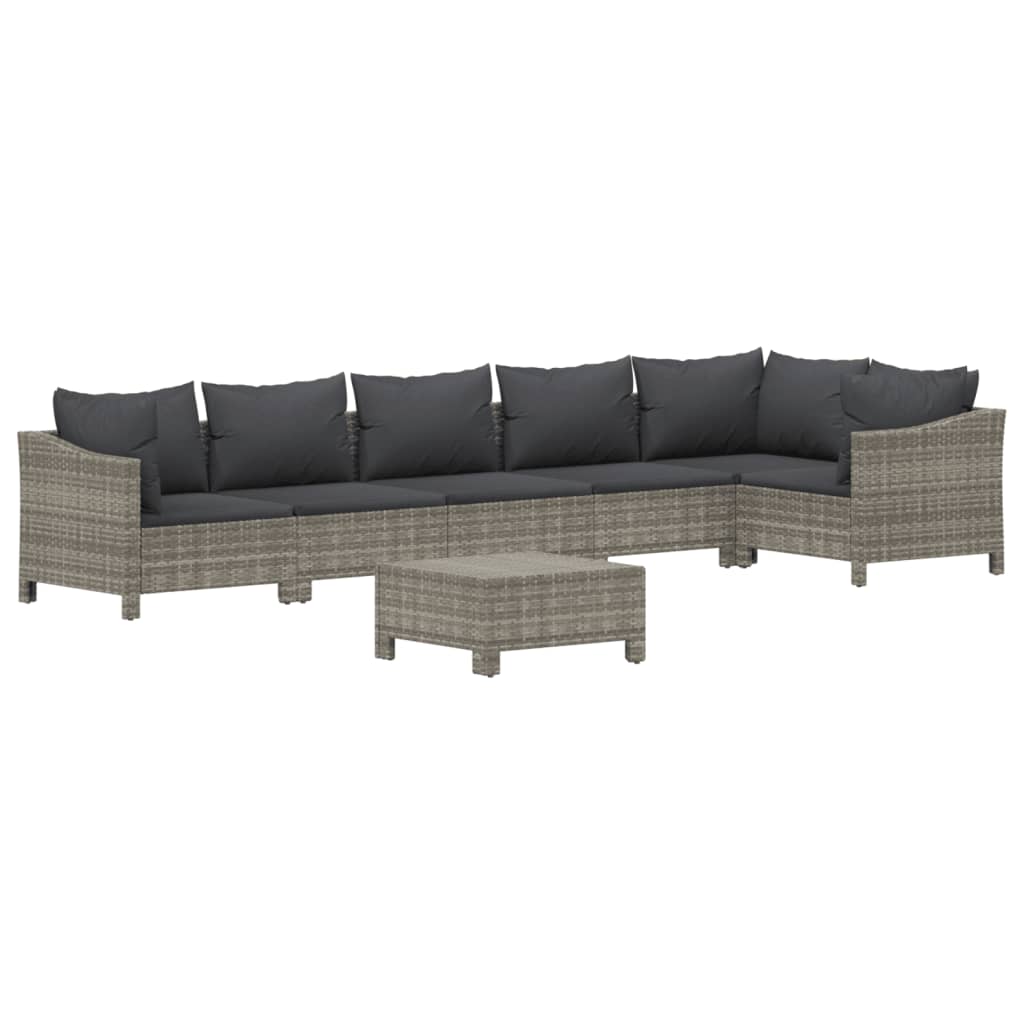Set Divani da Giardino 7 pz con Cuscini in Polyrattan Grigio | homemem39