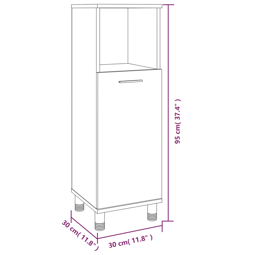Set Mobili da Bagno 3 pz Grigio Sonoma in Legno Multistrato | homemem39