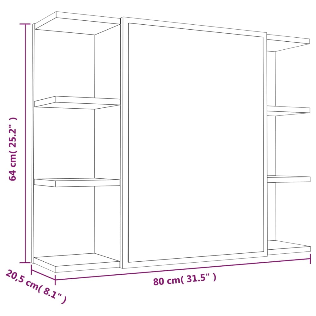 Set Mobili da Bagno 4 pz Rovere Fumo in Legno Multistrato