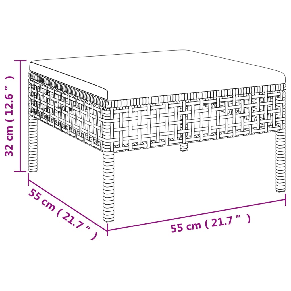 Set Divani da Giardino 3 pz con Cuscini in Polyrattan Grigio | homemem39