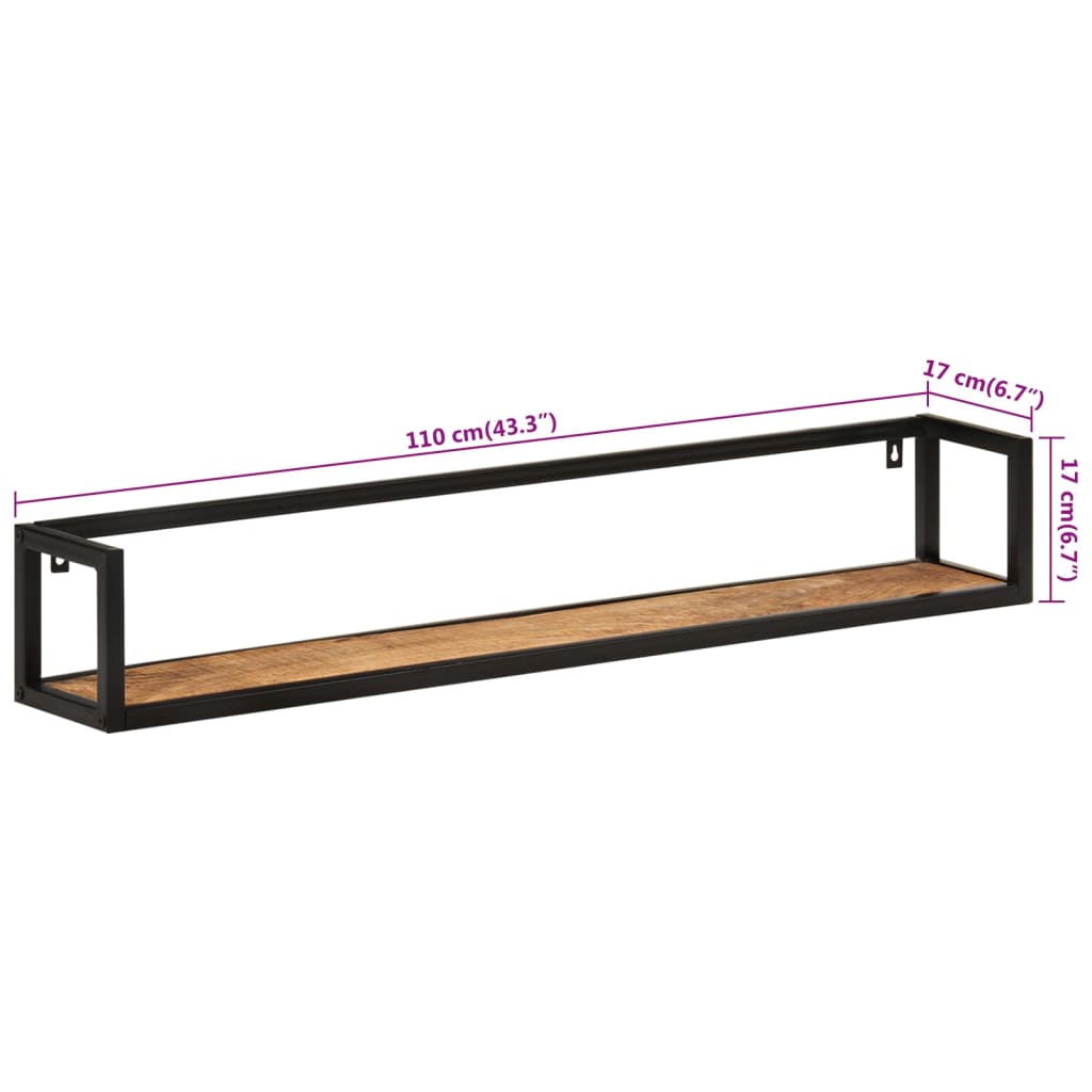 Mensole da Parete 2 pz 110x17x17cm Legno Massello Mango e Ferro | homemem39