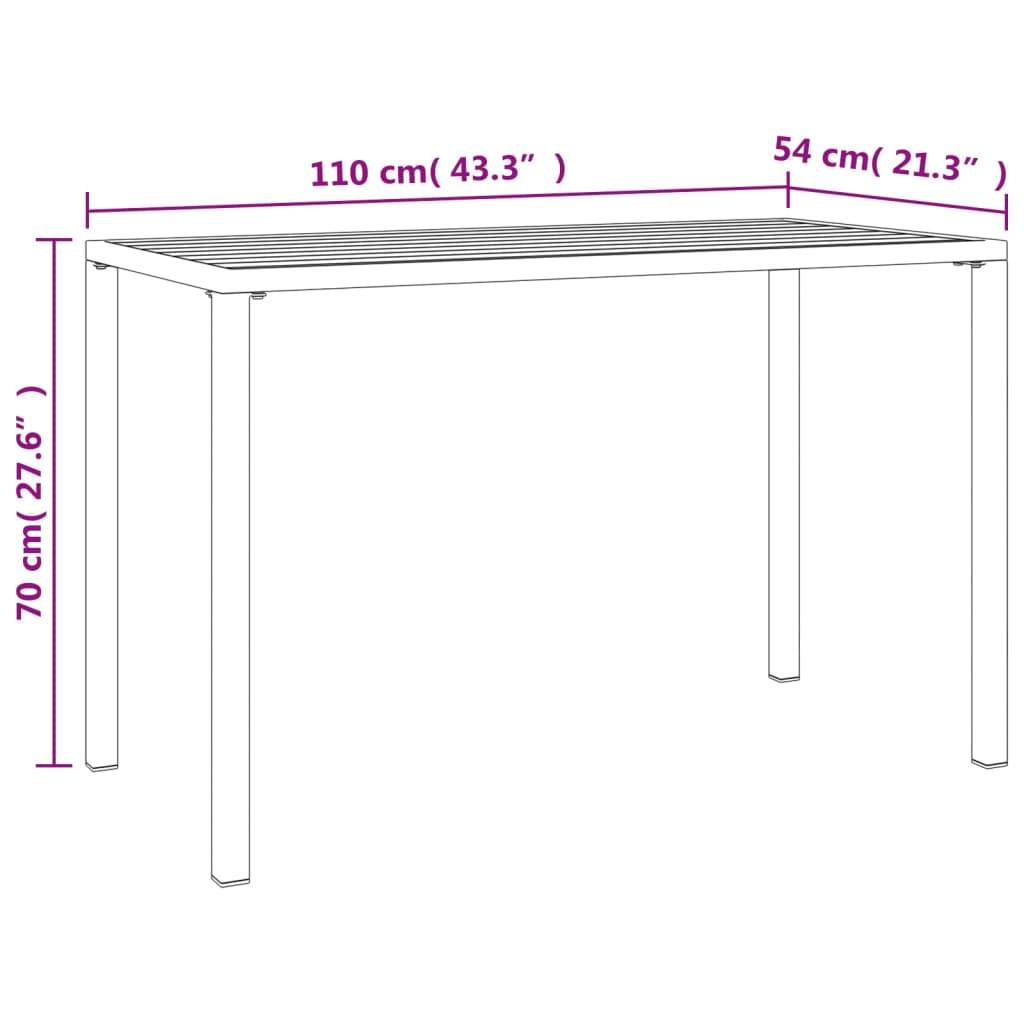 Tavolo da Pranzo da Giardino Antracite 110x54x70 cm Acciaio | homemem39