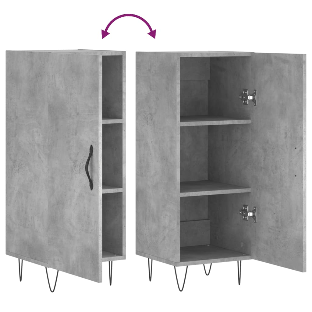 Credenza Grigio Cemento 34,5x34x90 cm in Legno Multistrato