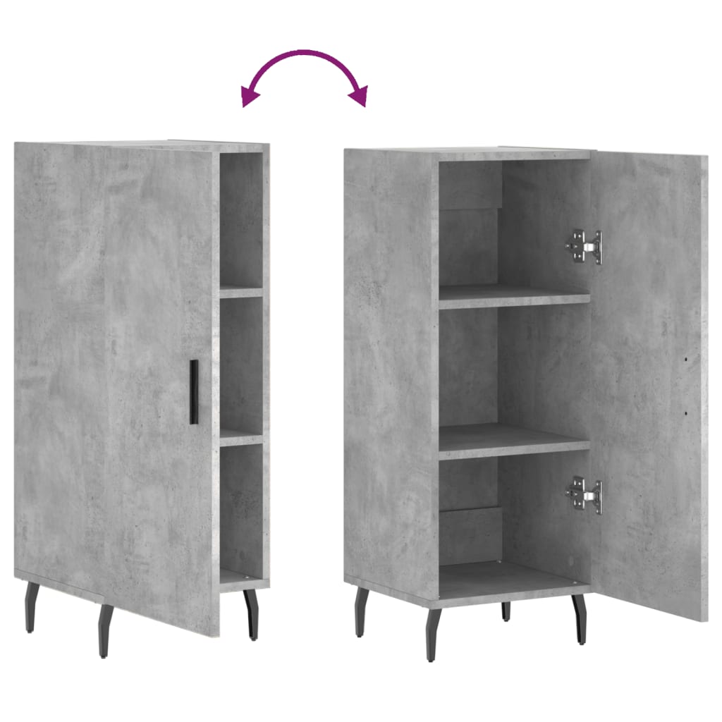 Credenza Grigio Cemento 34,5x34x90 cm in Legno Multistrato