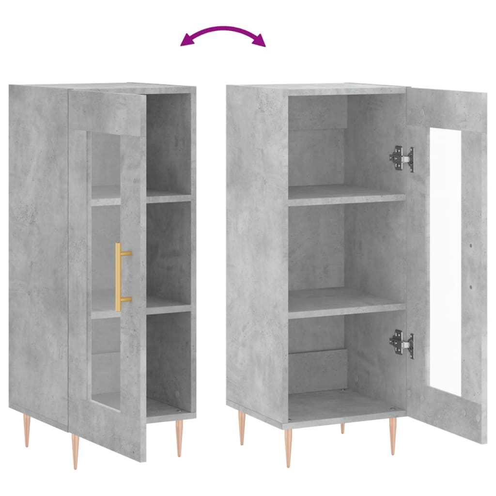 Credenza Grigio Cemento 34,5x34x90 cm in Legno Multistrato