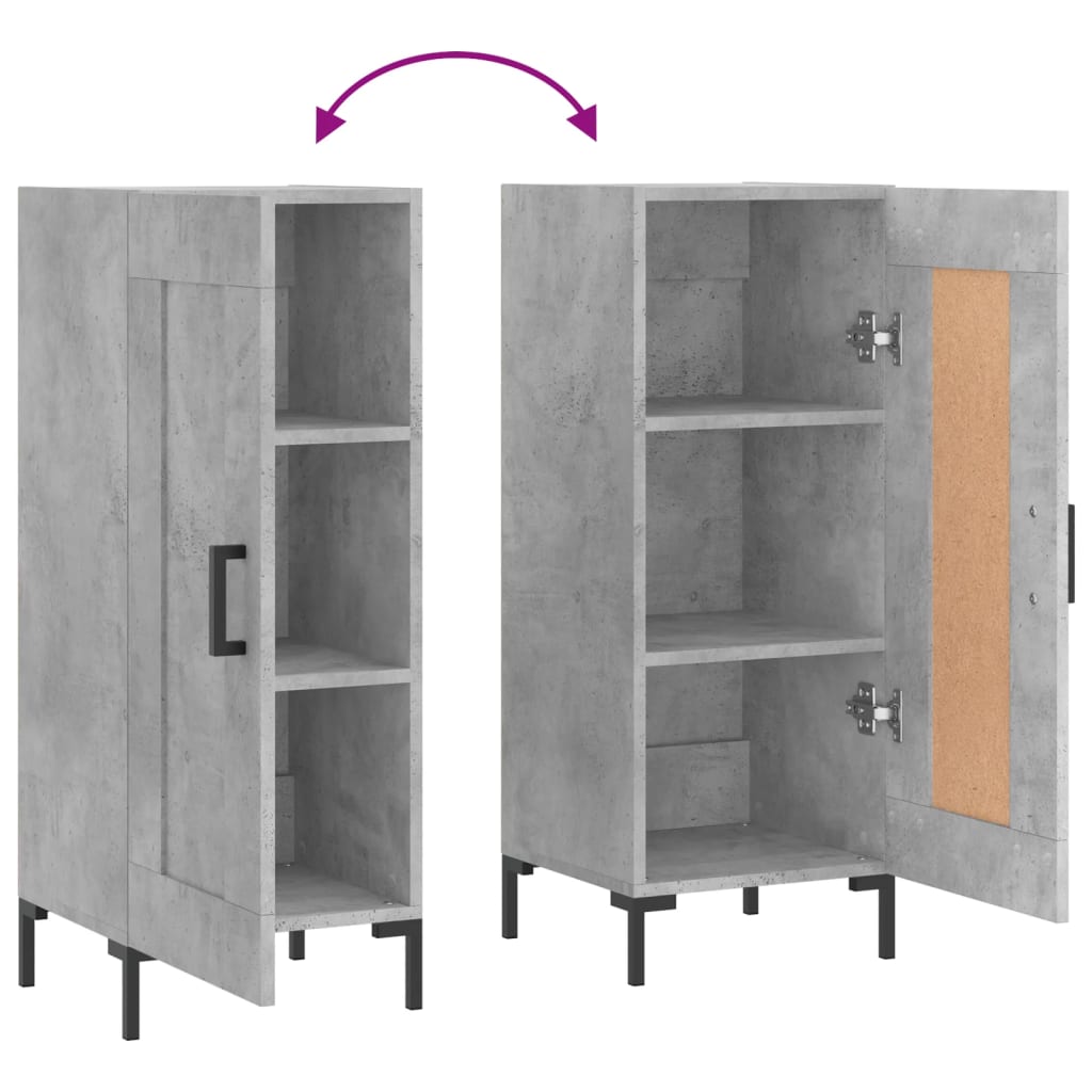Credenza Grigio Cemento 34,5x34x90 cm in Legno Multistrato