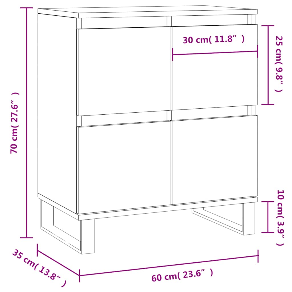 Credenza Grigio Cemento 60x35x70 cm in Legno Multistrato