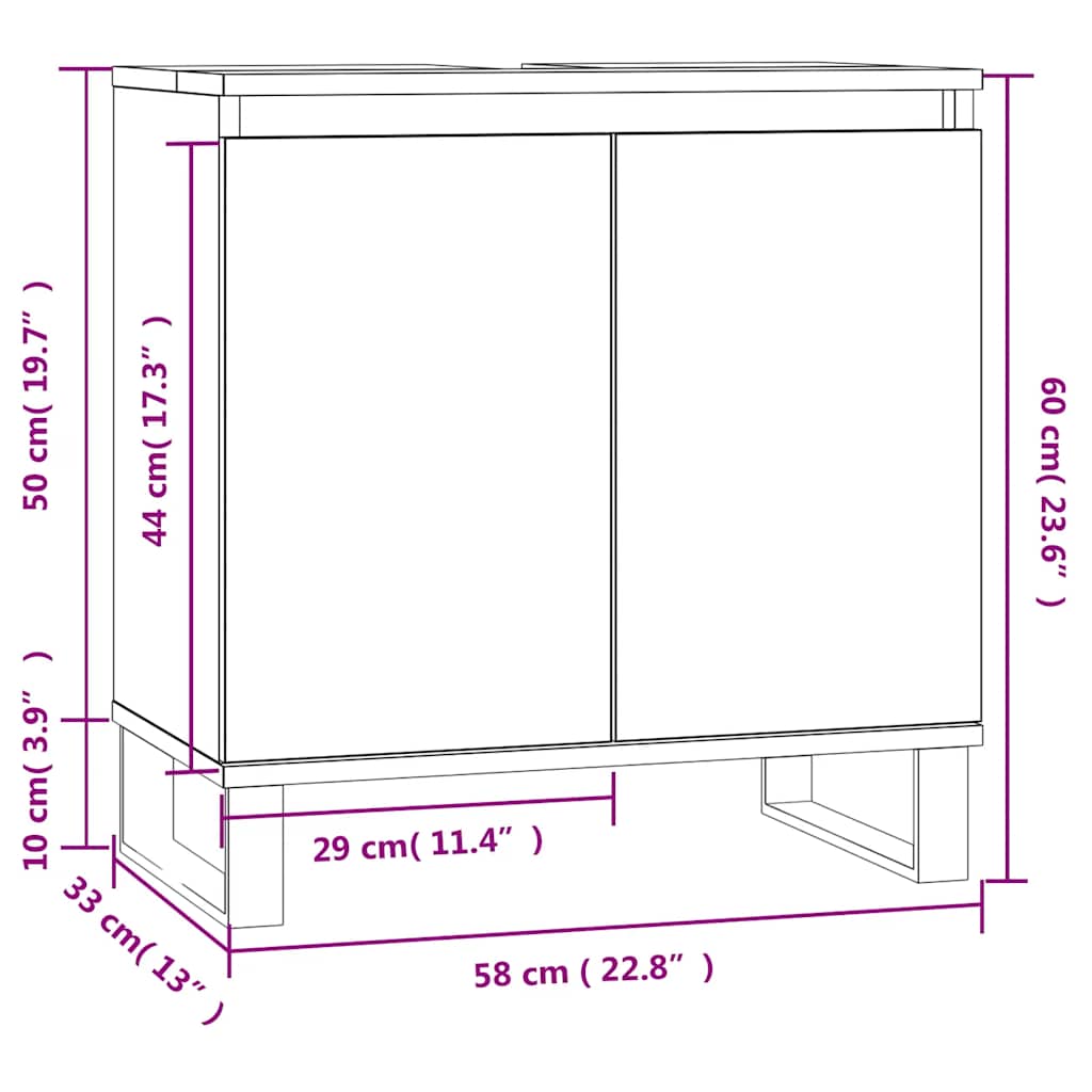 Mobile da Bagno Grigio Sonoma 58x33x60 cm in Legno Multistrato | homemem39