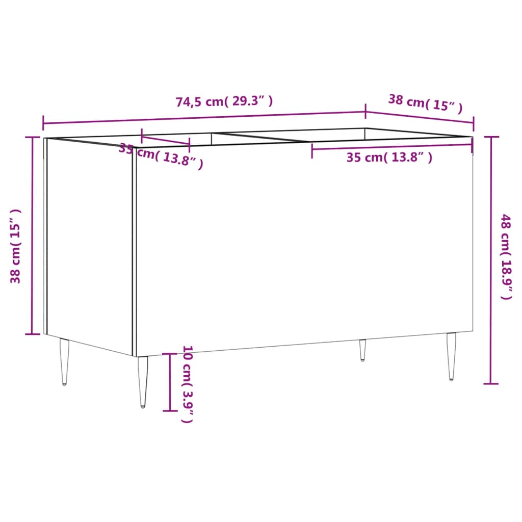 Mobile Porta Dischi Grigio Sonoma 74,5x38x48 Legno Multistrato | homemem39