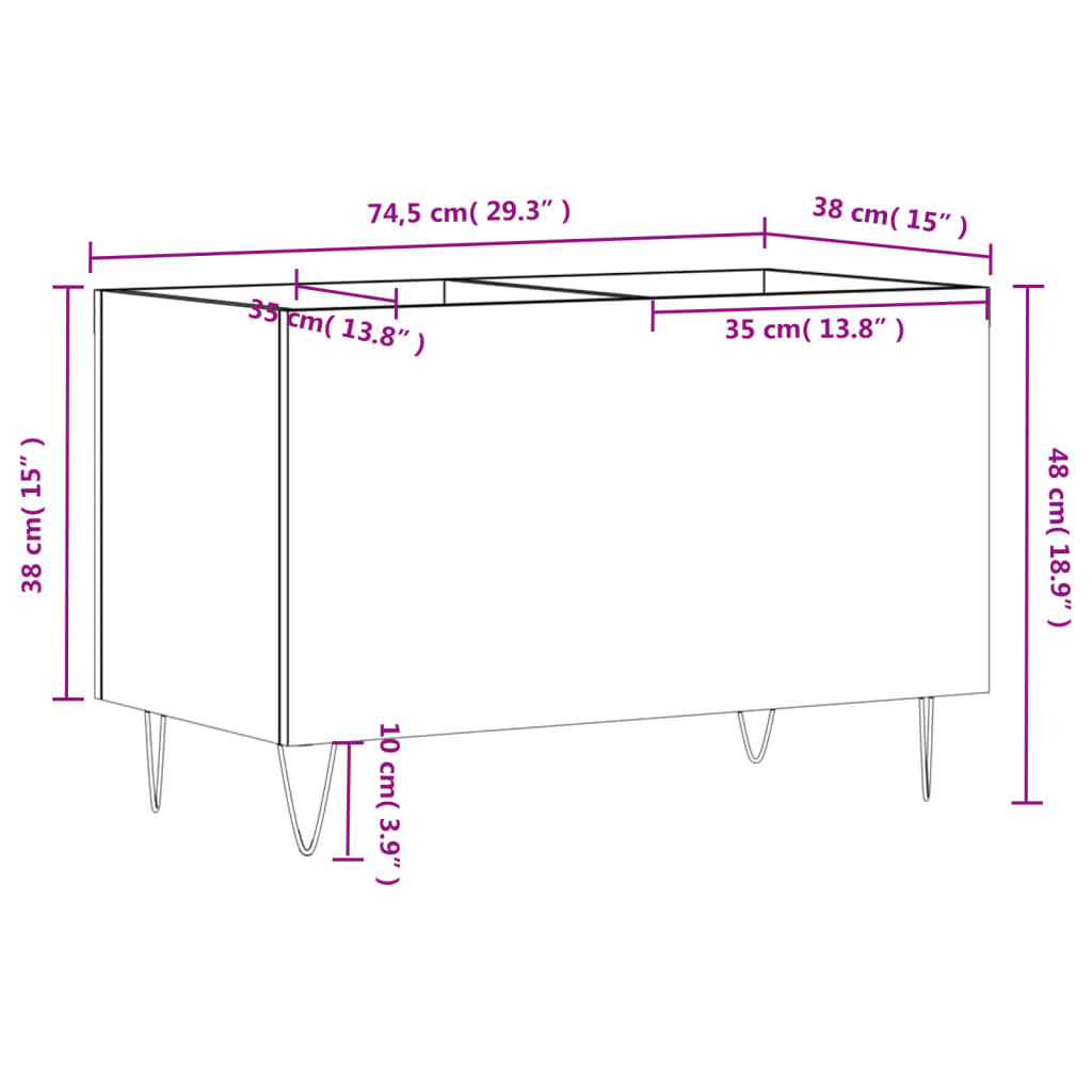 Mobile Porta Dischi Grigio Sonoma 74,5x38x48 Legno Multistrato | homemem39