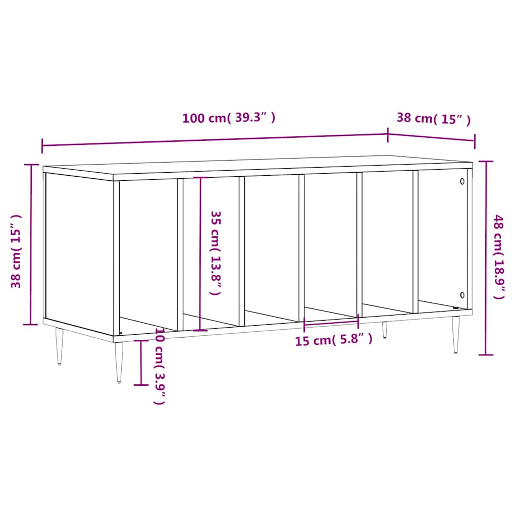 Mobile Porta Dischi Grigio Cemento 100x38x48 Legno Multistrato | homemem39