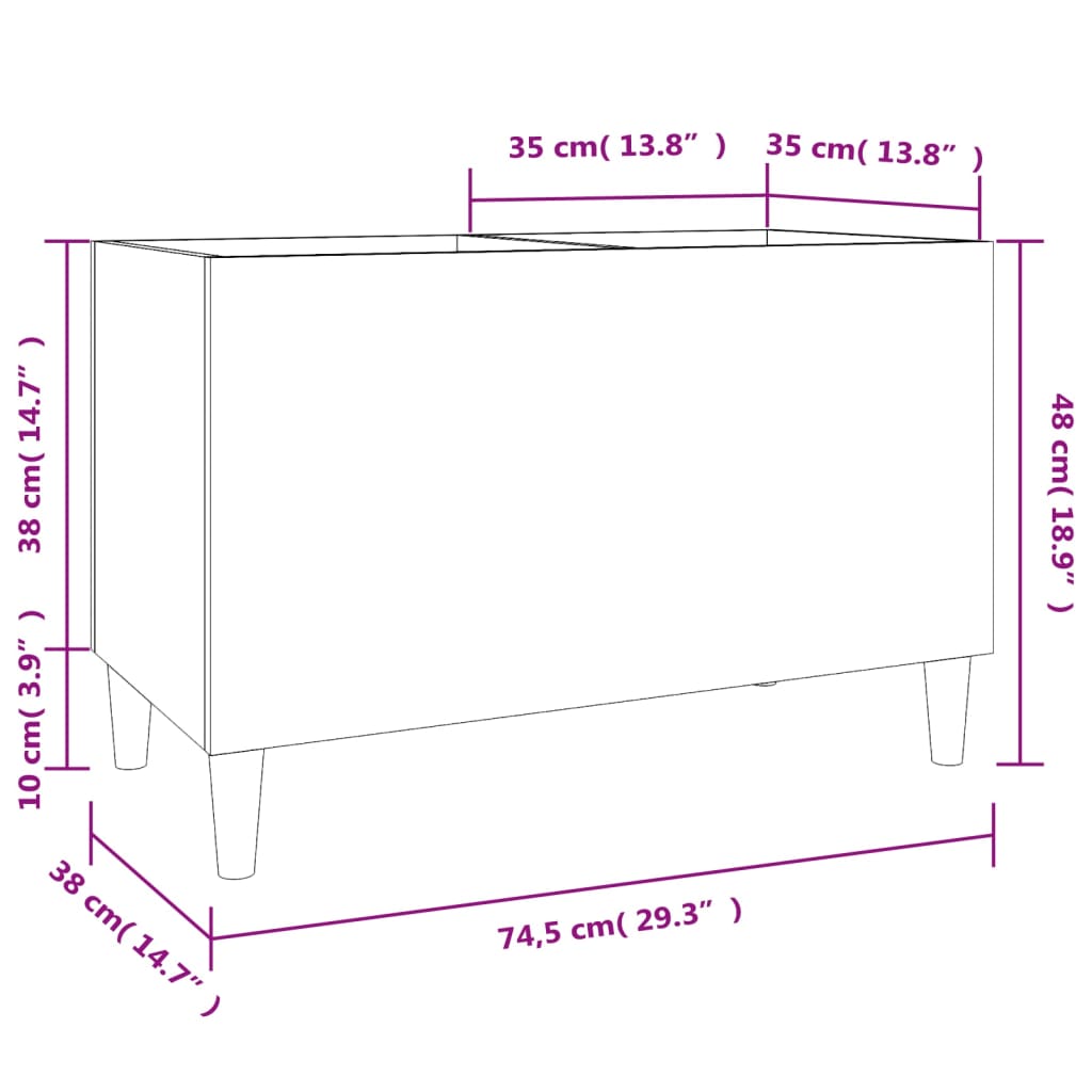 Mobile Porta Dischi Nero 74,5x38x48 cm in Legno Multistrato | homemem39