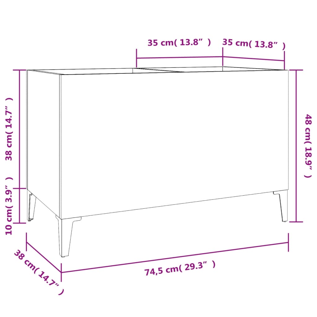 Mobile Porta Dischi Grigio Cemento 74,5x38x48 Legno Multistrato | homemem39