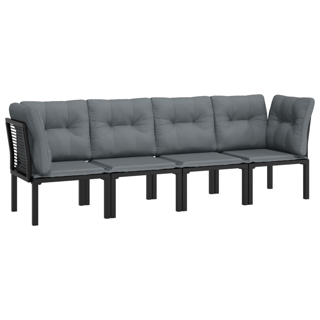 Set Salotto da Giardino 4 pz Nero e Grigio in Polyrattan | homemem39