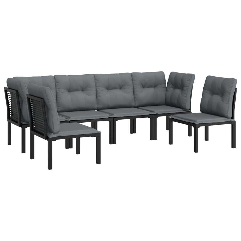 Set Salotto da Giardino 6 pz in Polyrattan Nero e Grigio | homemem39