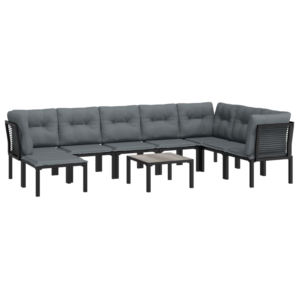 Set Salotto da Giardino 9 pz Nero e Grigio in Polyrattan | homemem39