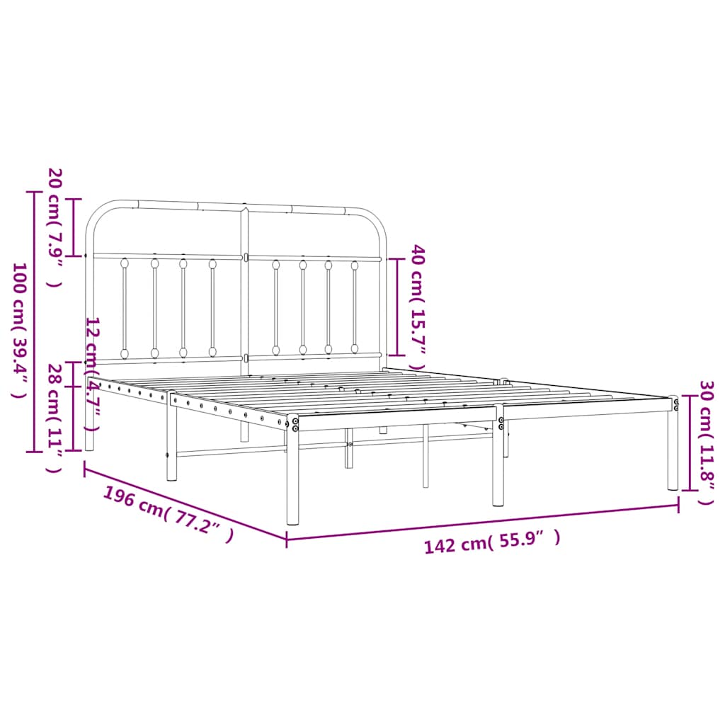 Giroletto con Testiera Metallo Bianco 135x190 cm | homemem39