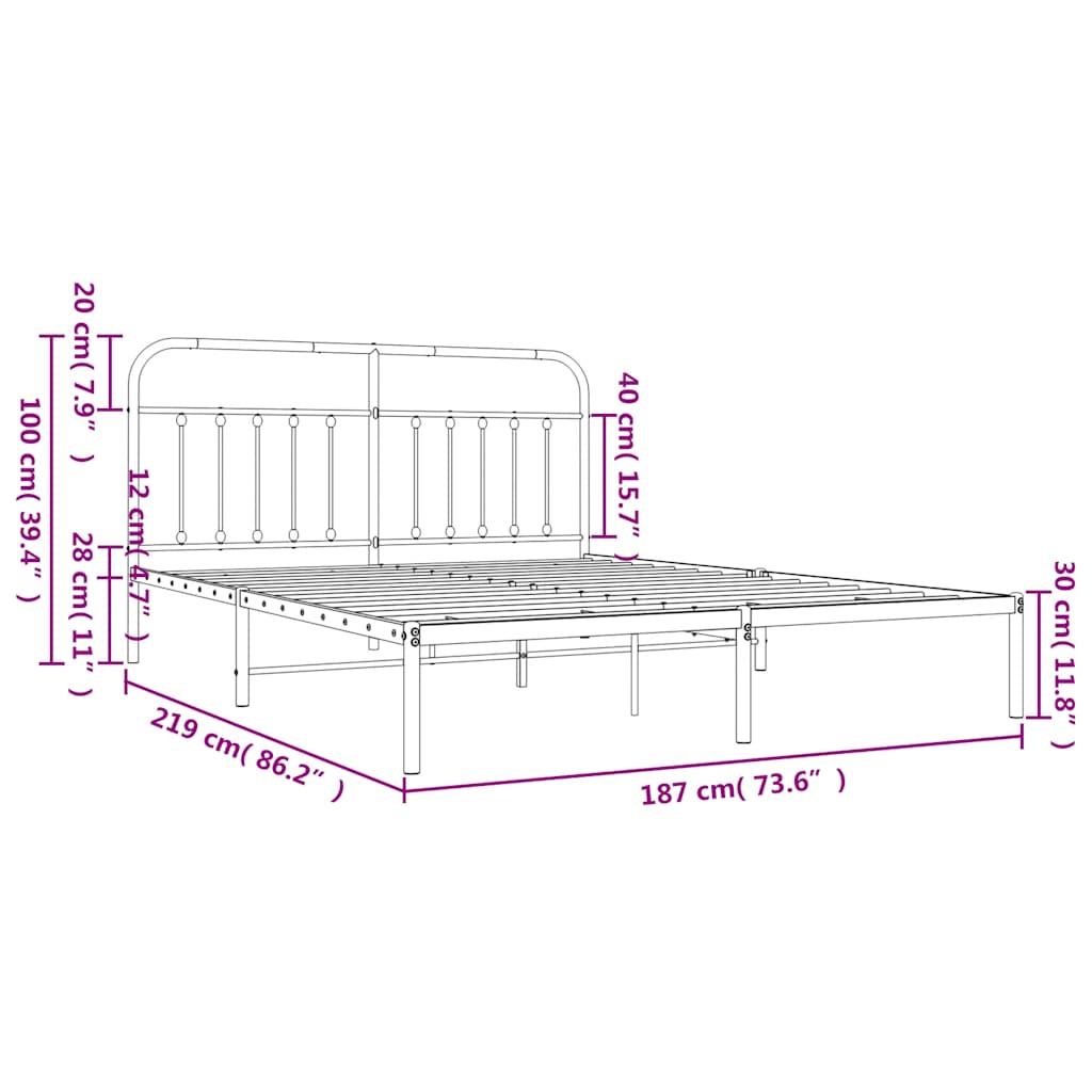 Giroletto con Testiera Metallo Bianco 183x213 cm | homemem39