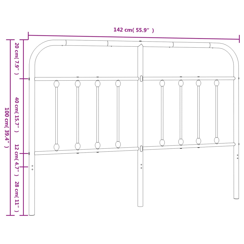 Testiera di Ricambio in Metallo Bianco 135 cm | homemem39
