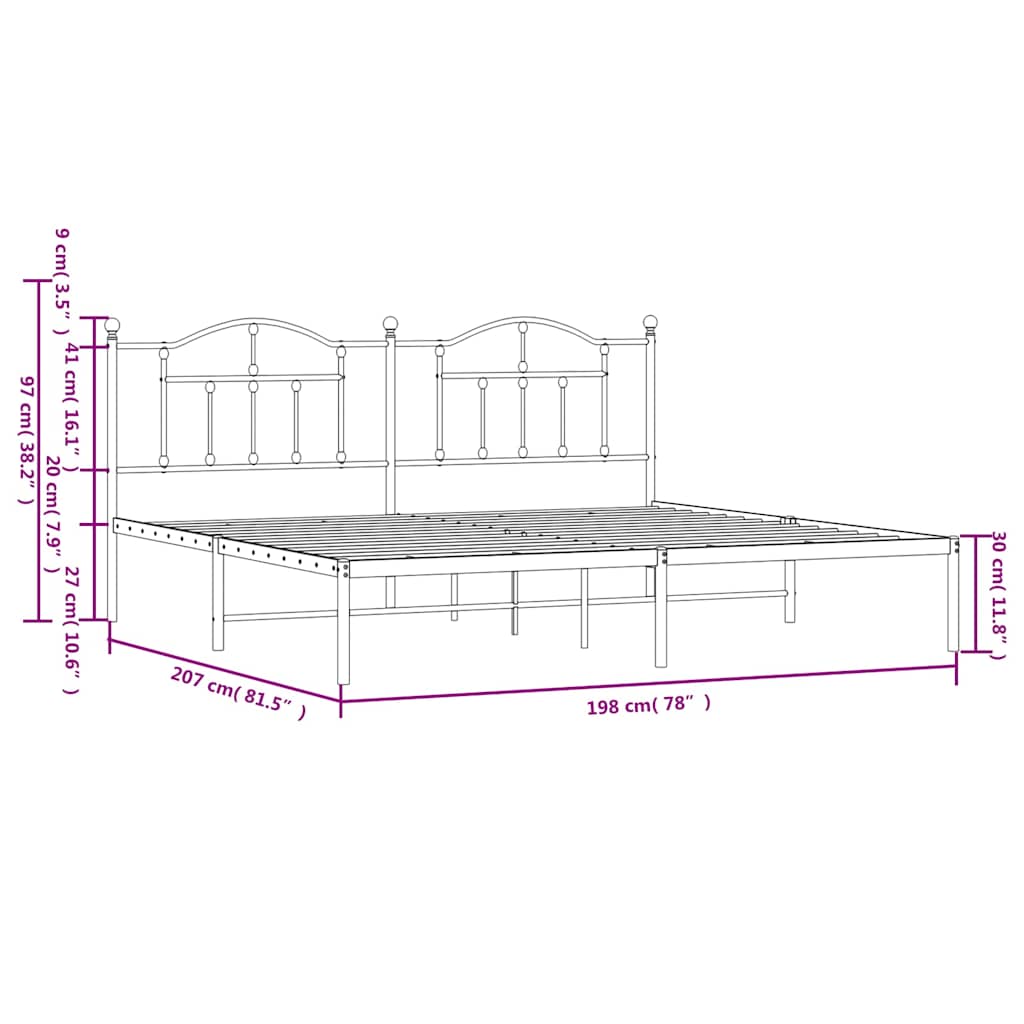 Giroletto con Testiera Metallo Bianco 193x203 cm | homemem39