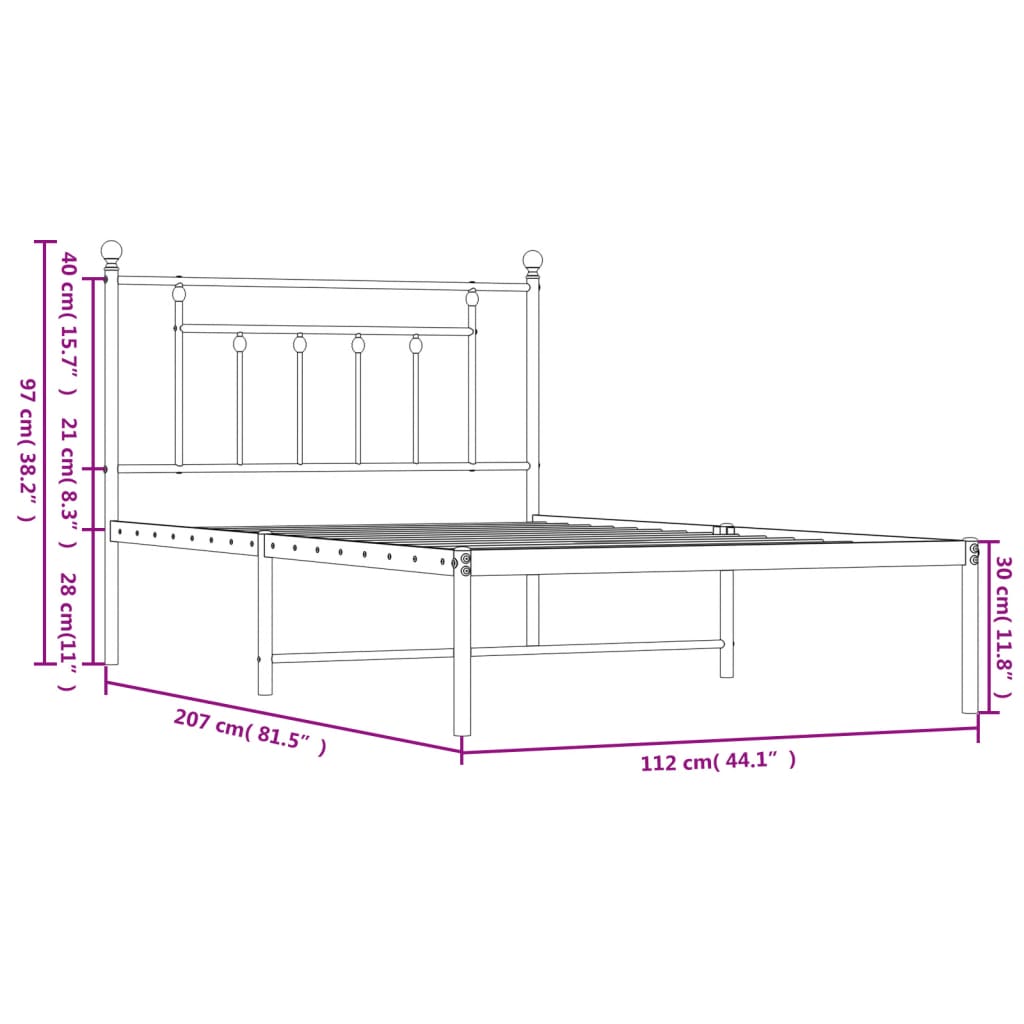 Giroletto con Testiera in Metallo Nero 107x203 cm | homemem39