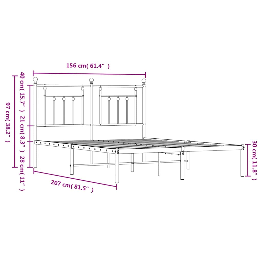 Giroletto con Testiera in Metallo Nero 150x200 cm | homemem39