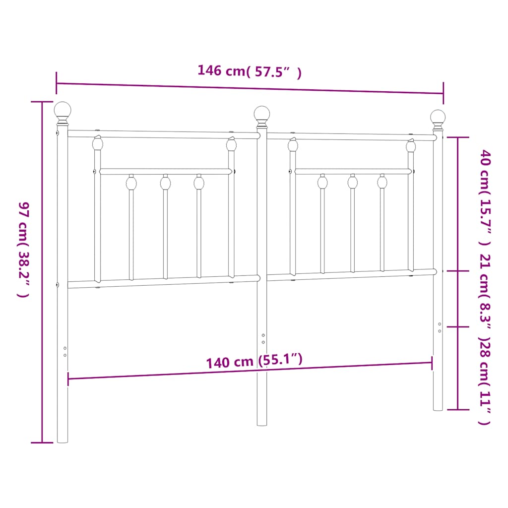 Testiera di Ricambio in Metallo Nero 140 cm | homemem39