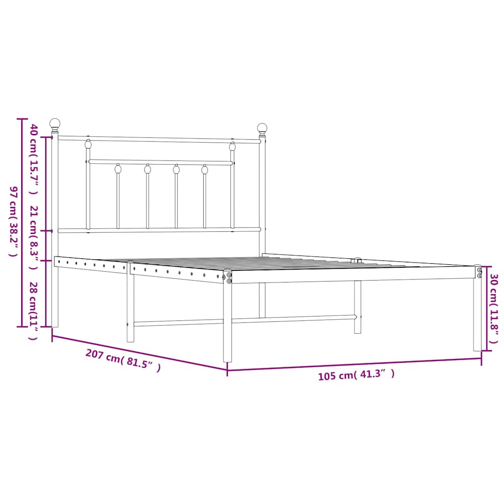 Giroletto con Testiera Metallo Bianco 100x200 cm | homemem39