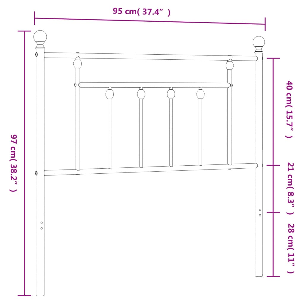 Testiera di Ricambio in Metallo Bianco 90 cm | homemem39