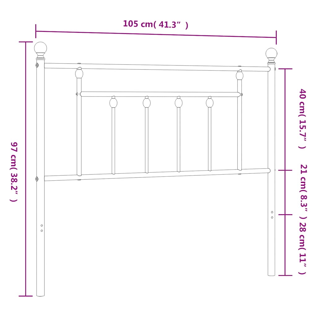 Testiera in Metallo Bianco 100 cm - homemem39