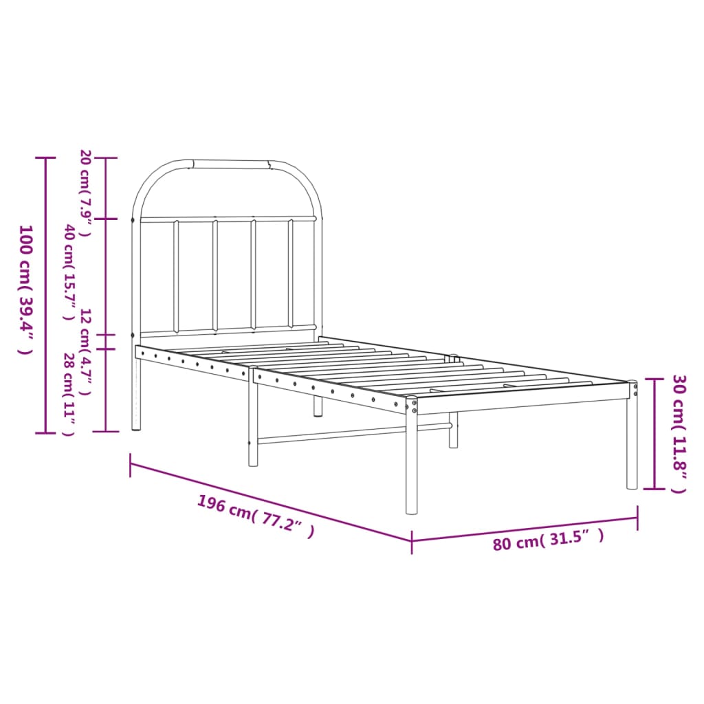 Giroletto con Testiera in Metallo Nero 75x190 cm | homemem39