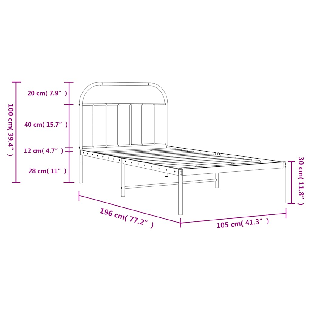 Giroletto con Testiera Metallo Bianco 100x190 cm | homemem39