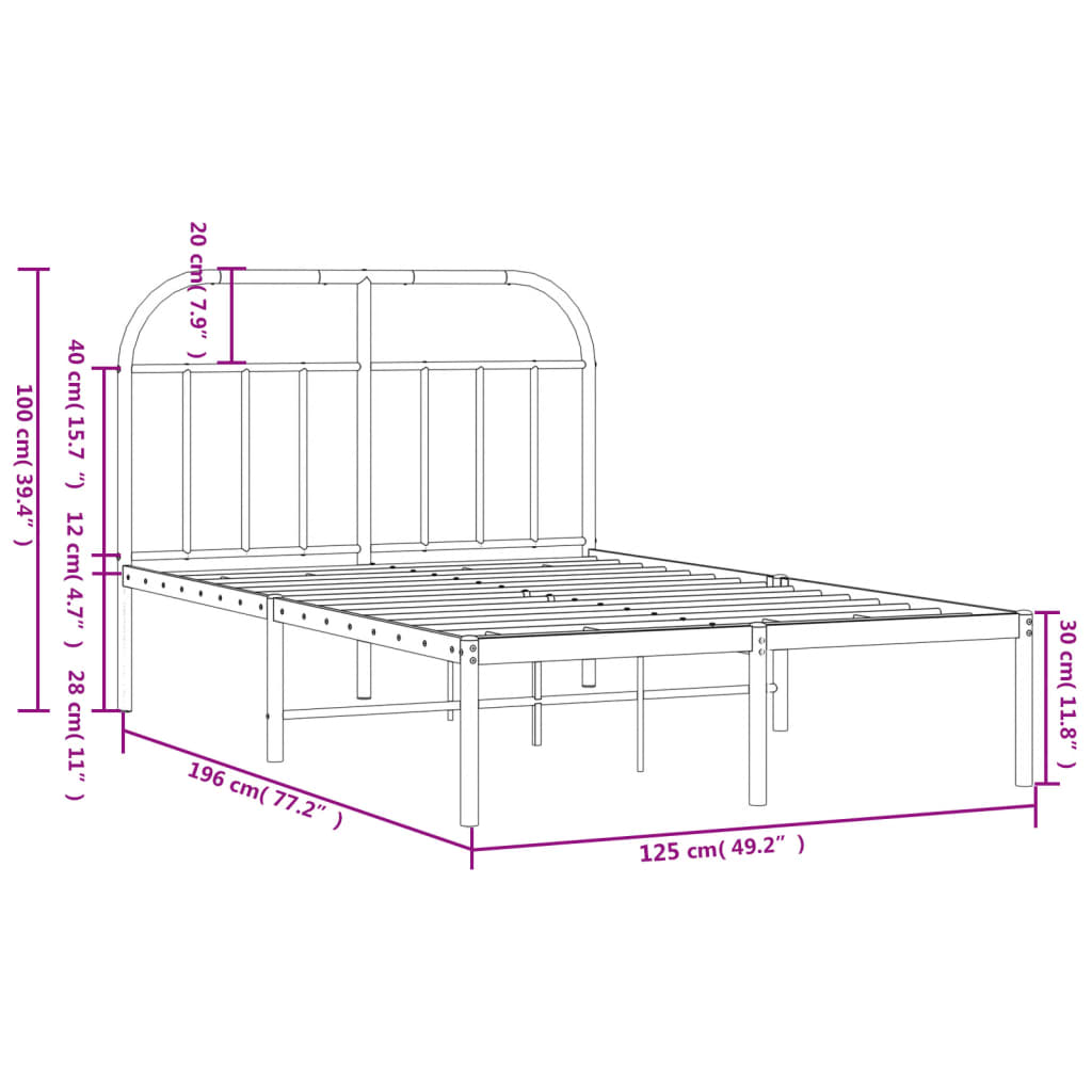Giroletto con Testiera Metallo Bianco 120x190 cm | homemem39