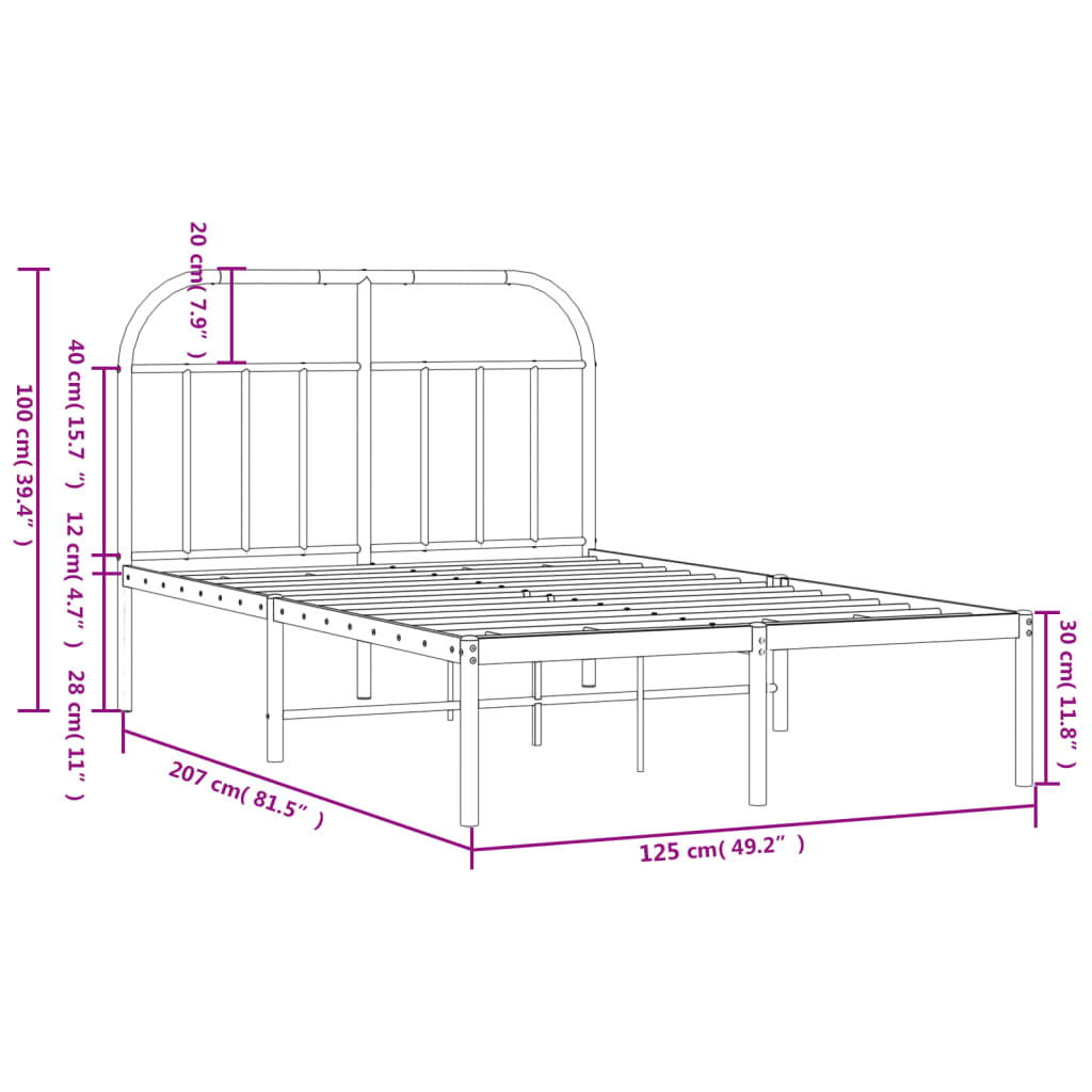 Giroletto con Testiera in Metallo Bianco 120x200 cm | homemem39