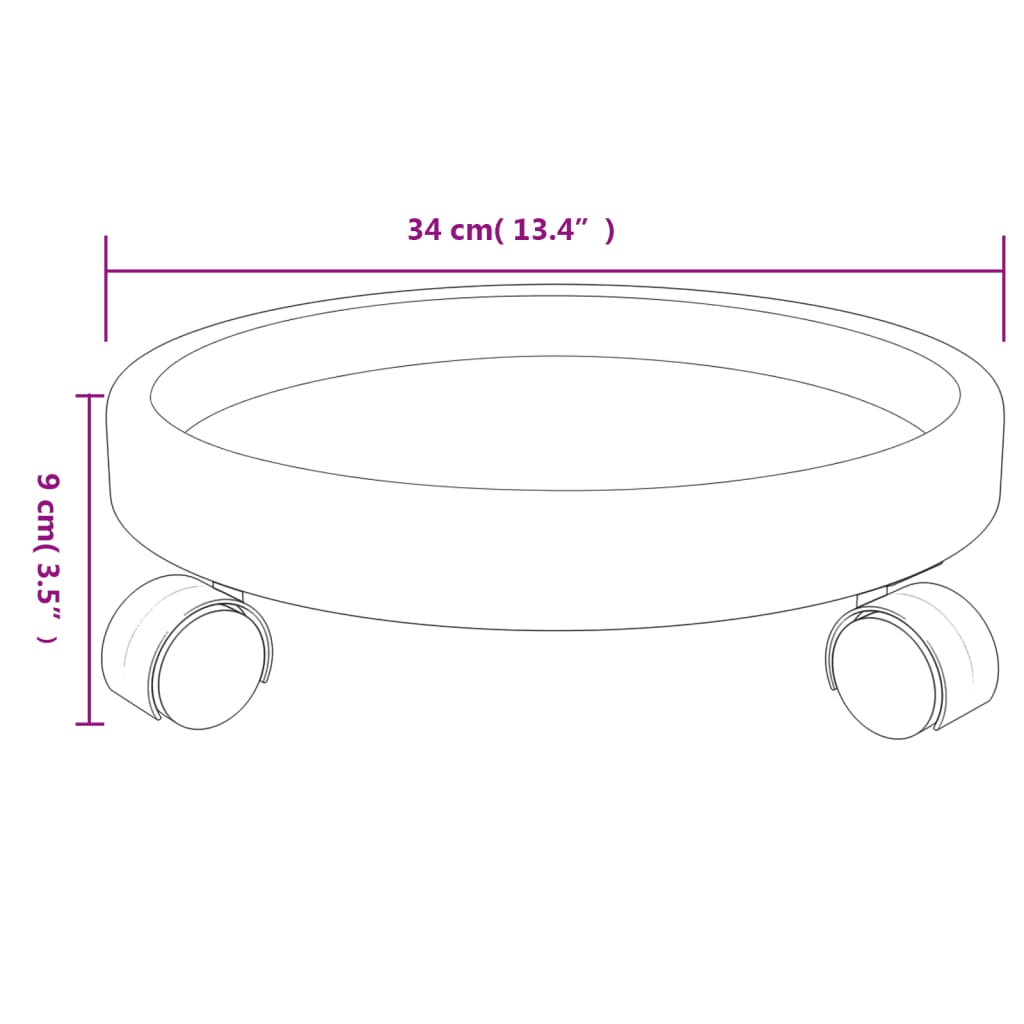 Carrelli per Piante con Ruote 2 pz Grigi Diametro 34 cm 35 kg | homemem39