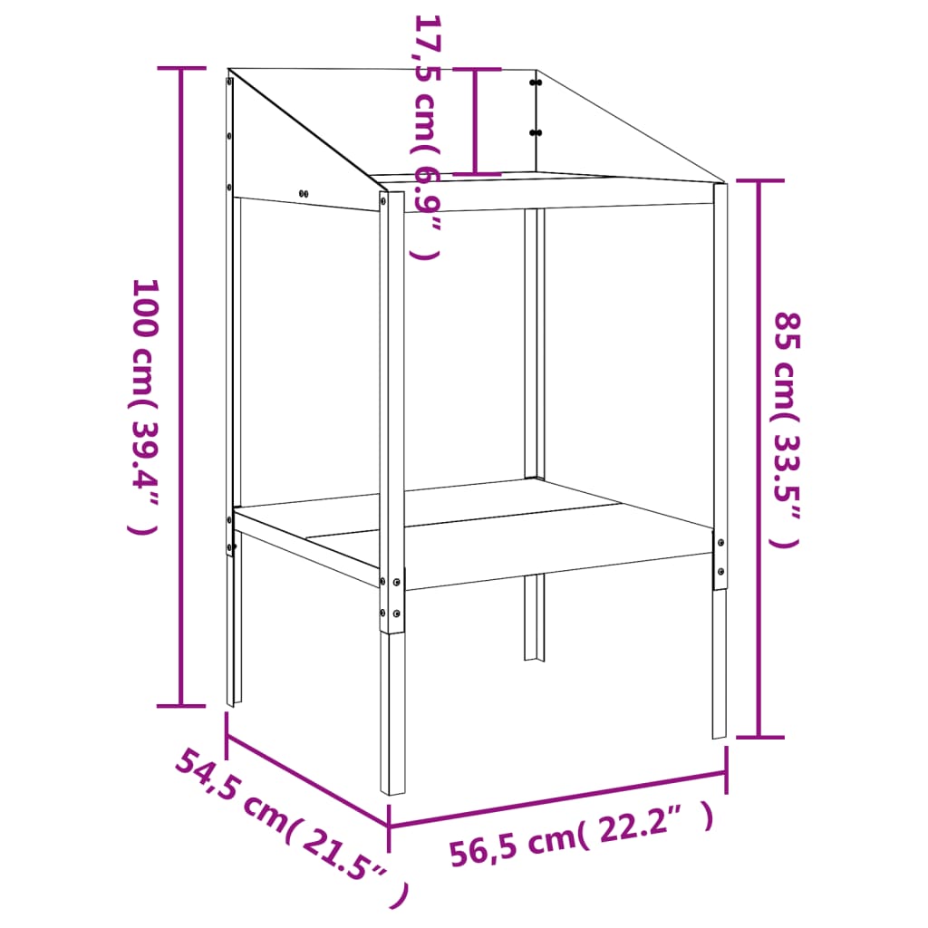 Supporto per Piante Antracite 56,5x54,5x100 cm Acciaio Zincato | homemem39