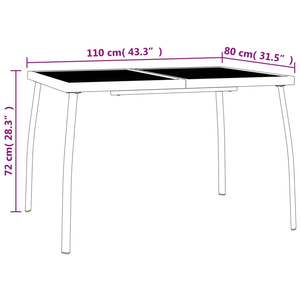 Set da Pranzo da Giardino 3 pz in Acciaio Antracite | homemem39