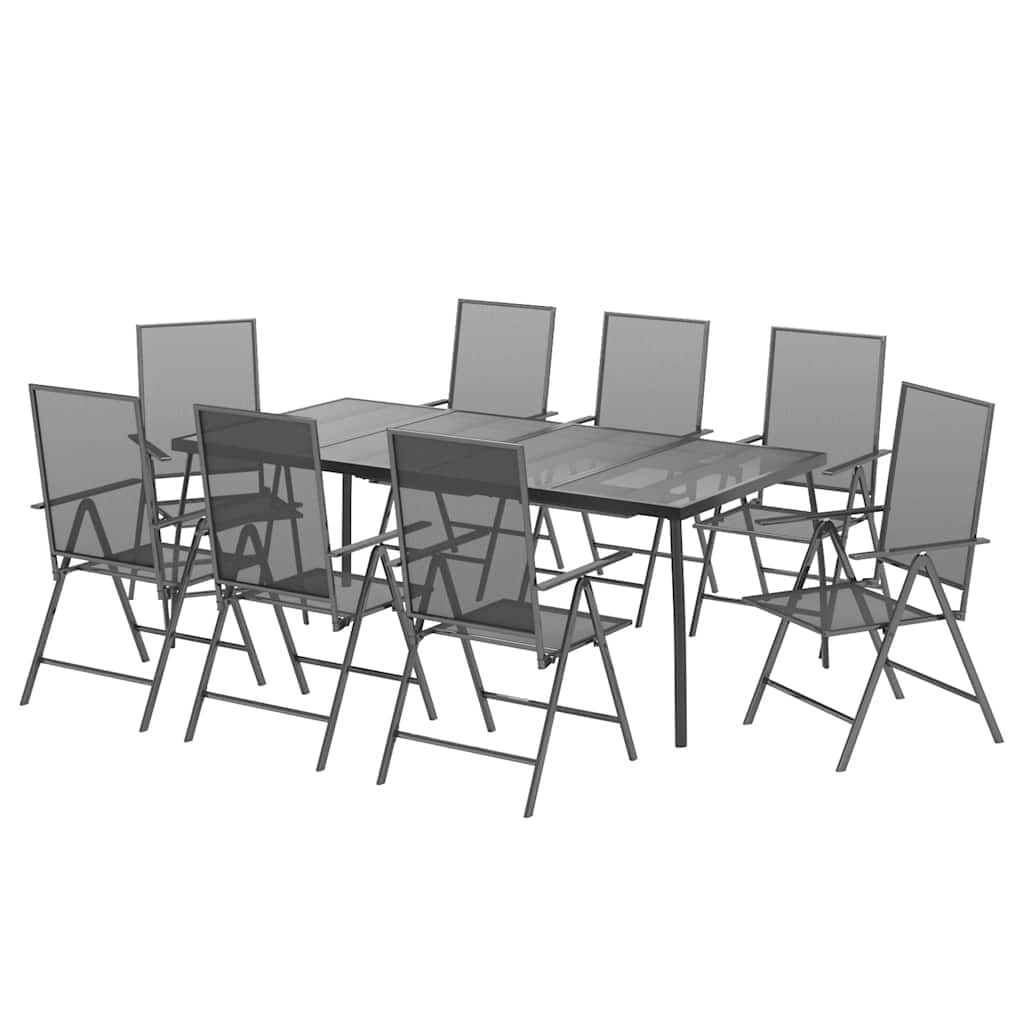 Set da Pranzo da Giardino 9 pz in Acciaio Antracite | homemem39