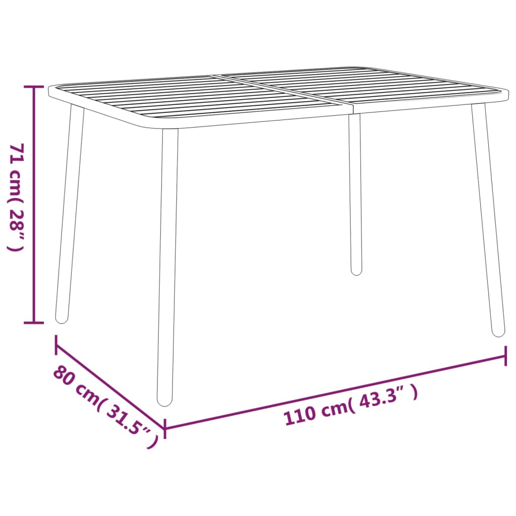Set da Pranzo da Giardino 5 pz in Acciaio Antracite | homemem39