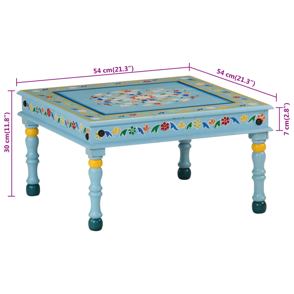 Tavolino Salotto Turchese Dipinto a Mano Legno Massello Mango | homemem39