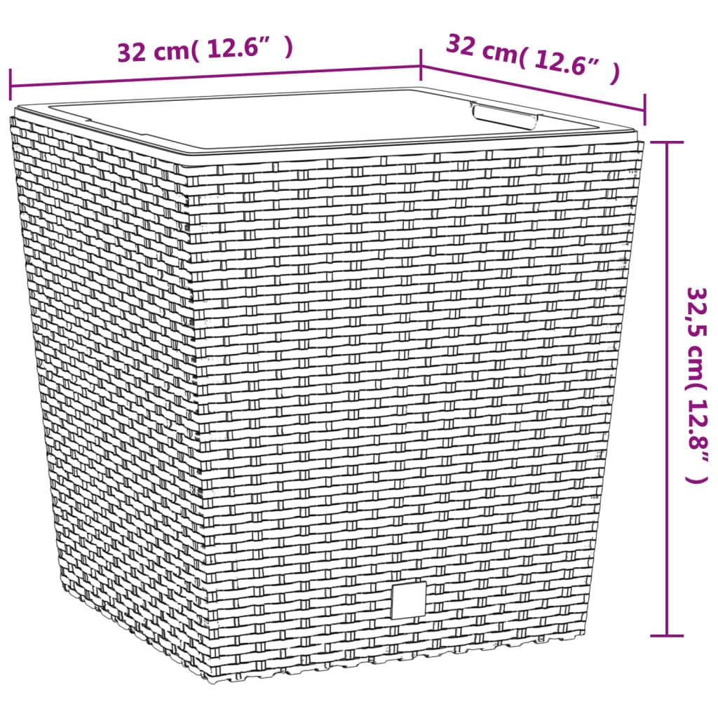 Fioriera con Interno Rimovibile Bianca 21 / 32 L PP Rattan | homemem39