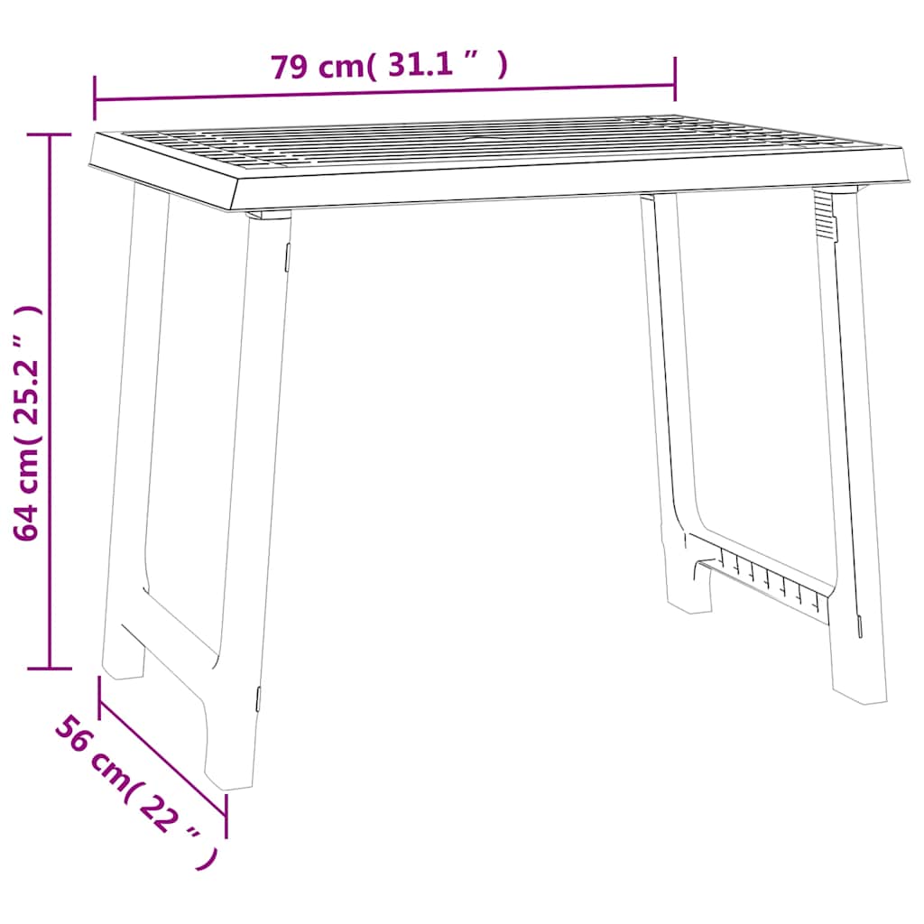 Tavolo da Campeggio Antracite 79x56x64cm in PP Aspetto in Legno | homemem39
