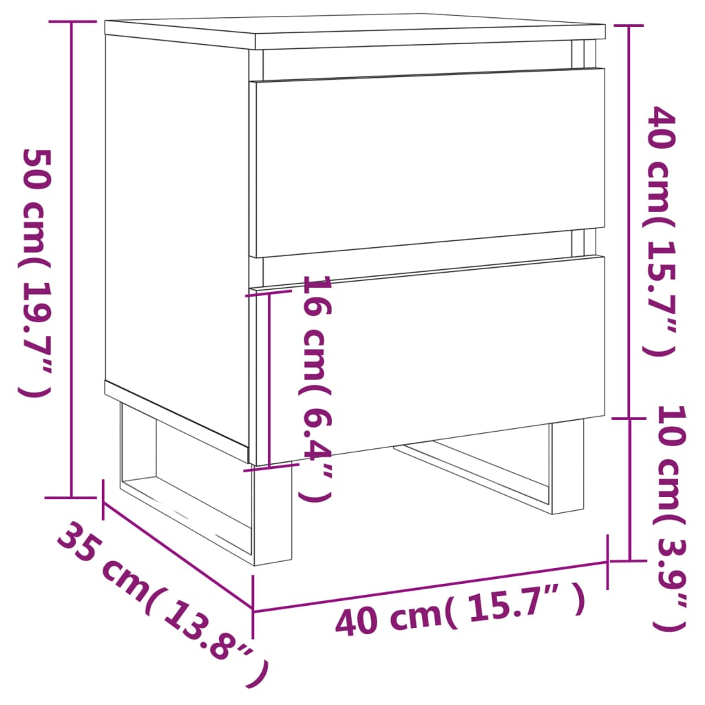 Comodini 2pz Rovere Fumo 40x35x50 cm in Legno Multistrato | homemem39
